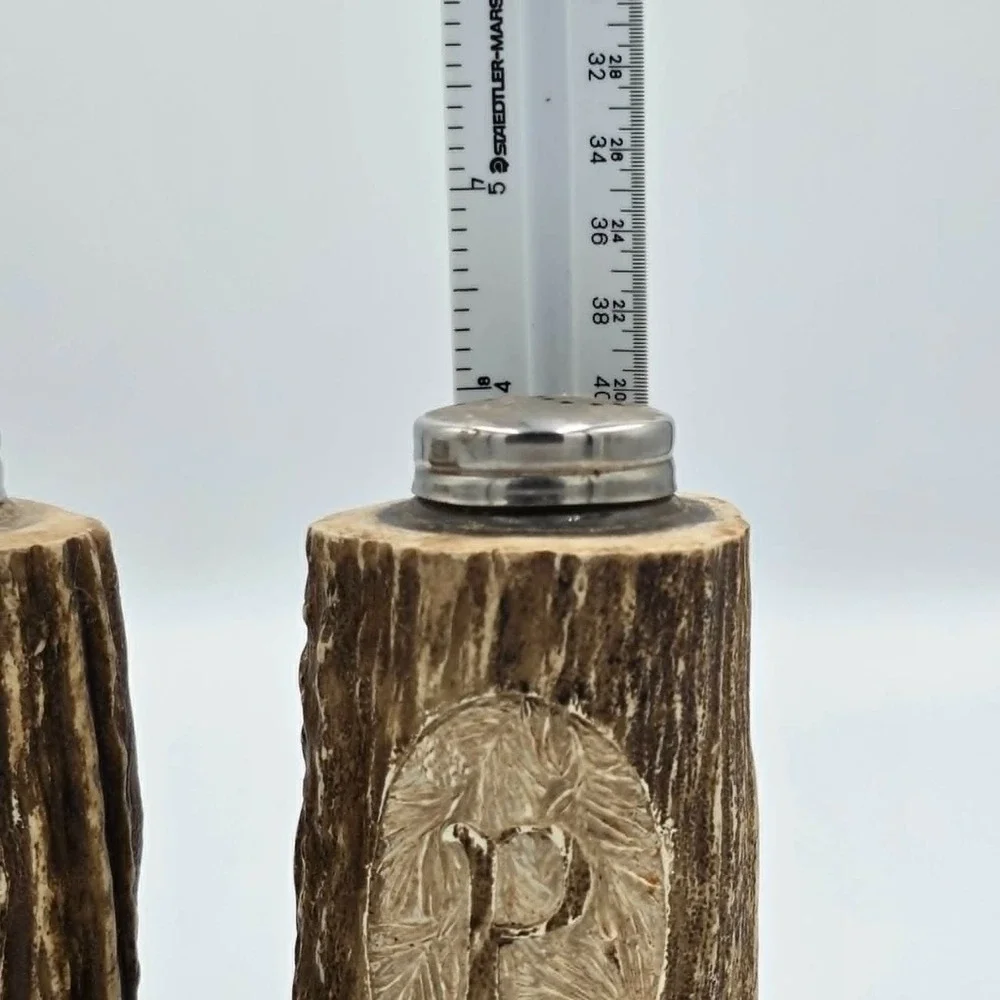 Deer Antler Wood Salt & Pepper Shaker Set Rustic Woodsy Outdoorsy Unique